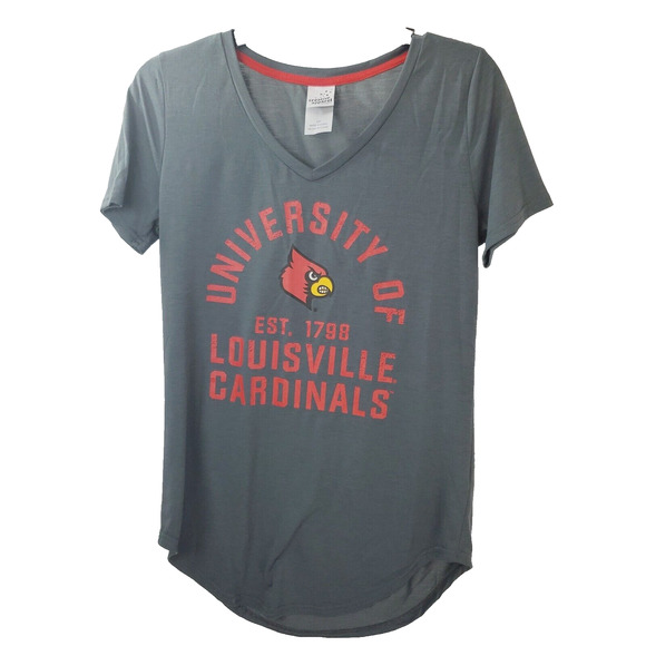 Creative Apparel University Of Louisville Cardinal Shirt Women's Small Gray Logo - Picture 1 of 7